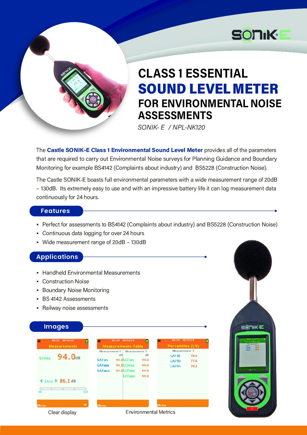 Class 1 Essential Sound Level Meter