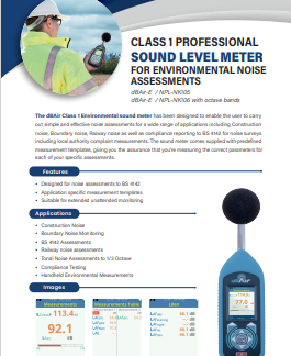 Class 1 Professional Sound Level Meter for Environmental Noise Assessments